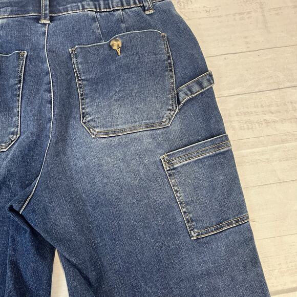 Democracy Jeans Pants sz 10 Pet Denim "Ab"solution Stretch Cargo Buttons Pockets - Picture 12 of 14